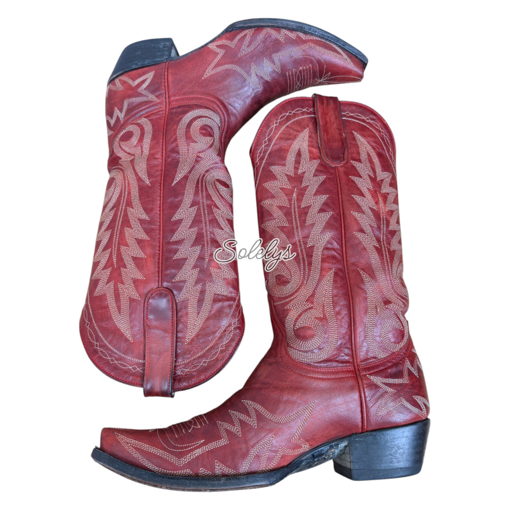 Old Gringo Nevada Vesuvio Red 13" Embroidered Snip Toe Western Cowgirl Boot 8B - Picture 8 of 9